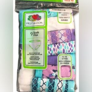 NWT Fruit of the Loom Youth Girls Brief Slips Cotton 9 Pack Panty Underwear 6